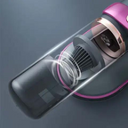 Kompakter Handstaubsauger mit sichtbarem Staubbehälter und ergonomischem Griff